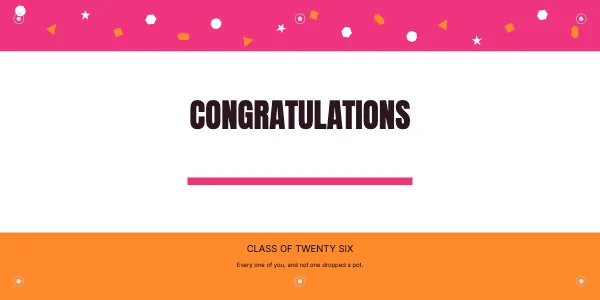 Pink and Peach 48 × 24 in Congratulations Banner