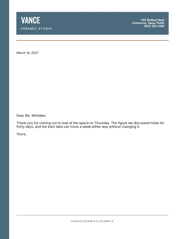 Slate and Cream Professional 8.5×11 Letterhead