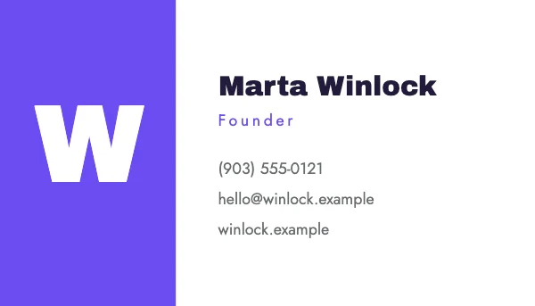 Violet and Mint 3.5 × 2 in Left Band Business Card