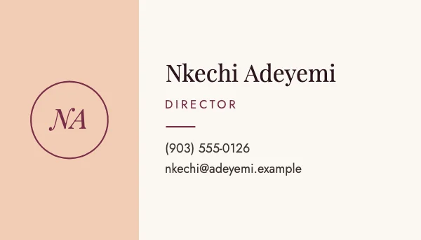 Pink and Peach 3.5 × 2 in Monogram Disc Business Card