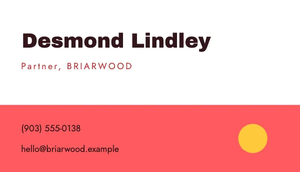 Coral and Butter 3.5 × 2 in Footer Panel Business Card