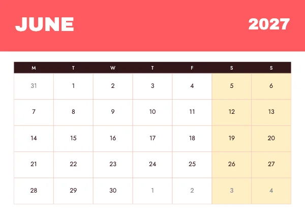 Coral and Butter Monthly 7 × 5 Desk Calendar