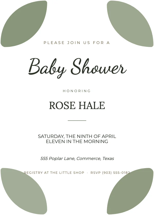 Sage and Bone Botanical 5×7 Baby Shower Invitation