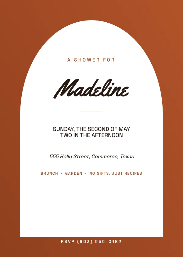 Clay and Bone Warm 5×7 Bridal Shower Invitation