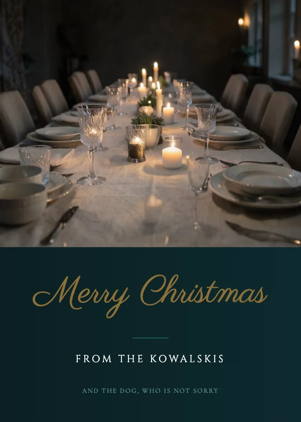 Teal and Gold Classic 5×7 Christmas Photo Card