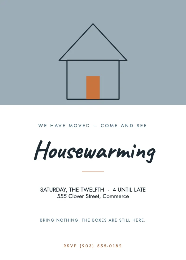 Slate and Cream Minimalist 5×7 Housewarming and Open House Invitation