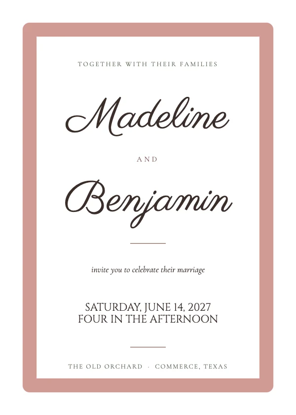 Blush and Oat Elegant 5×7 Wedding Invitation
