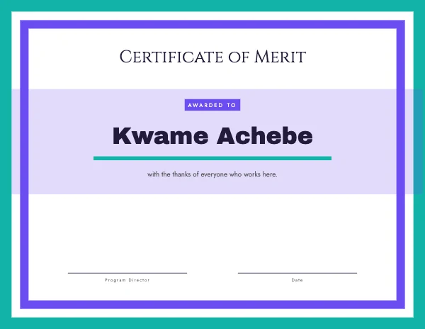Violet and Mint 11 × 8.5 in Diploma Certificate