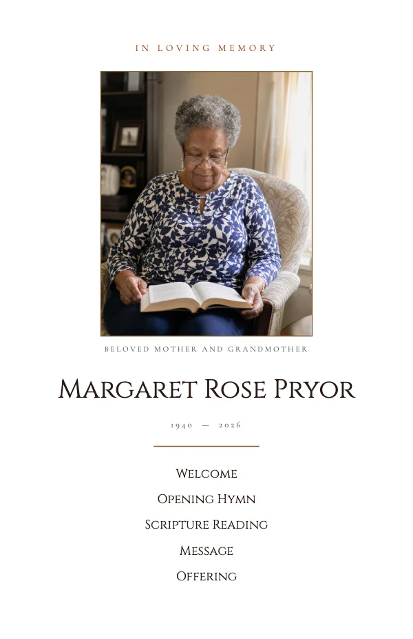 Clay and Bone 5.5 × 8.5 Memorial Service Program