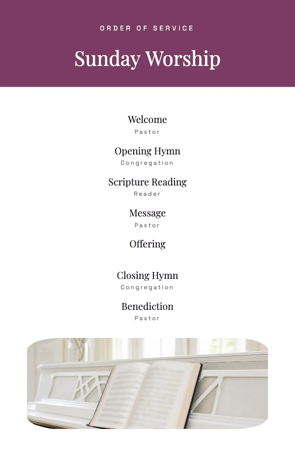 Plum and Amber 5.5 × 8.5 Order of Service