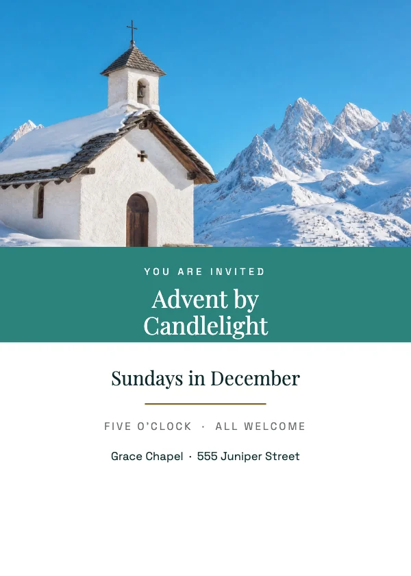Teal and Gold 5 × 7 Seasonal Service Card
