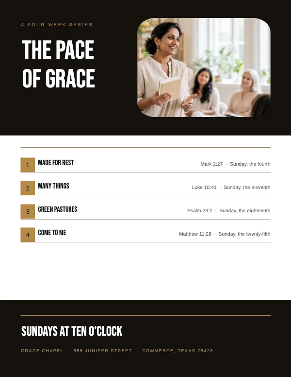 Black and Brass 8.5 × 11 Sermon Series Poster