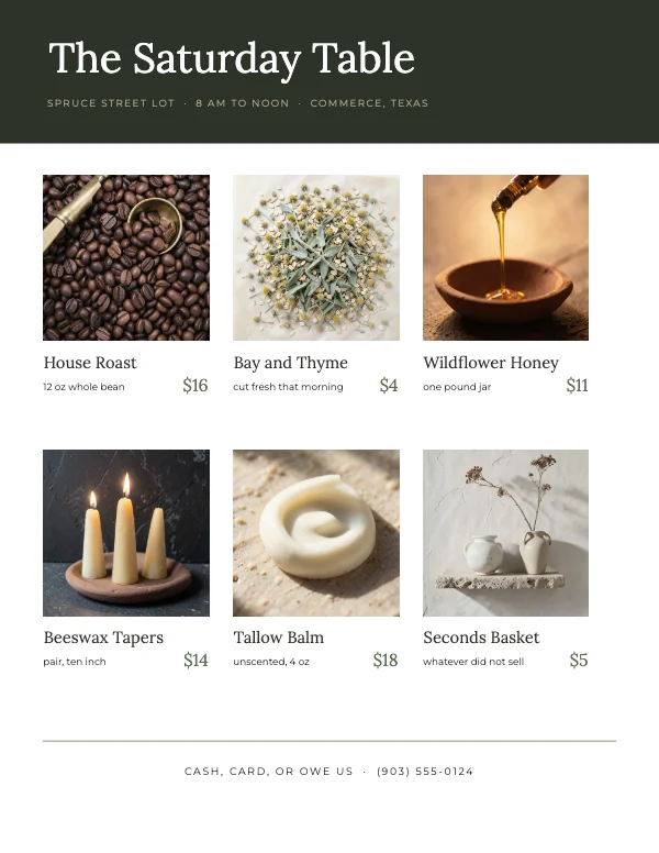 Sage and Bone Editorial 8.5 × 11 Product Grid Flyer