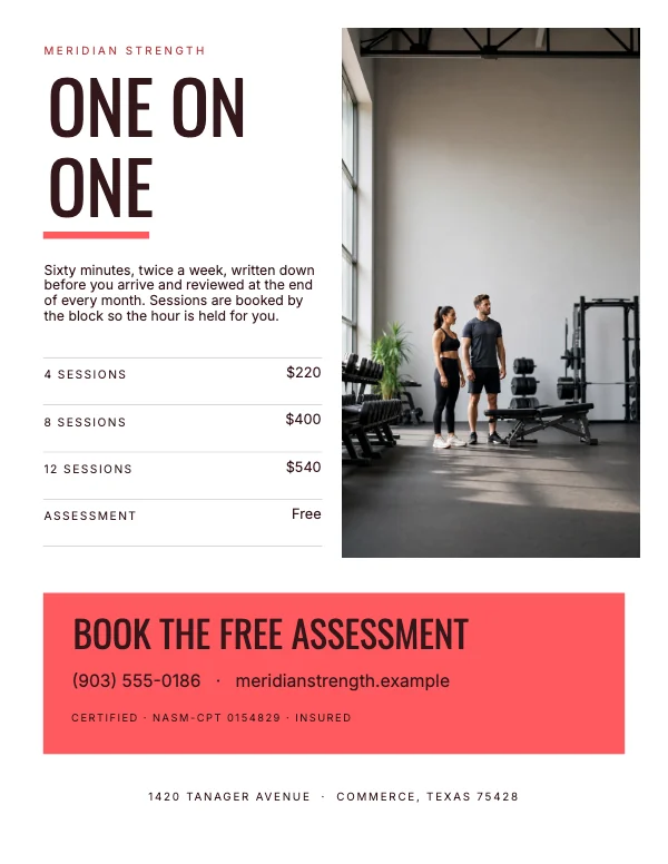Coral and Butter 8.5 × 11 in Personal Trainer Flyer