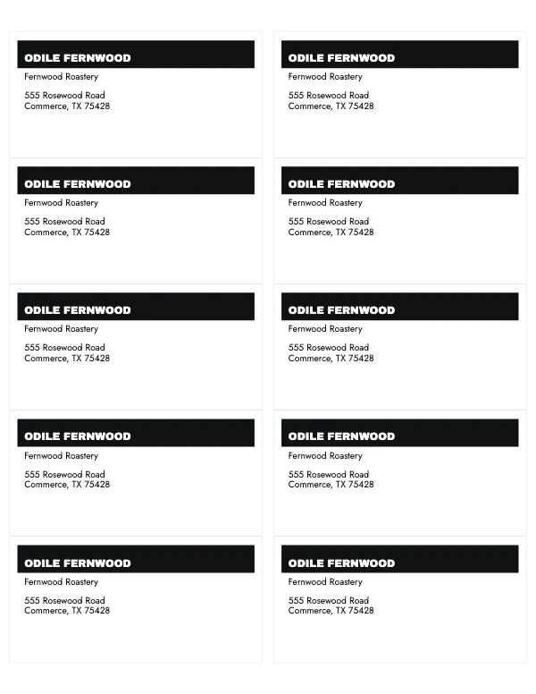 Black and White 4 × 2 in Address Label Sheet
