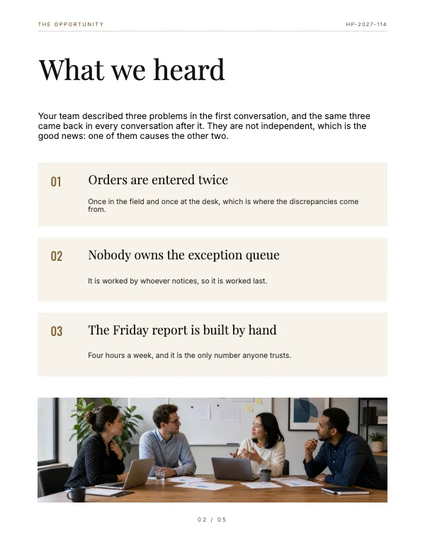 Black and Brass Professional 8.5 × 11 Services Proposal — The opportunity