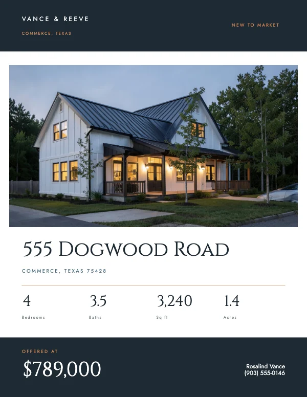 Slate and Cream Modern 8.5 × 11 Real Estate Property Brochure