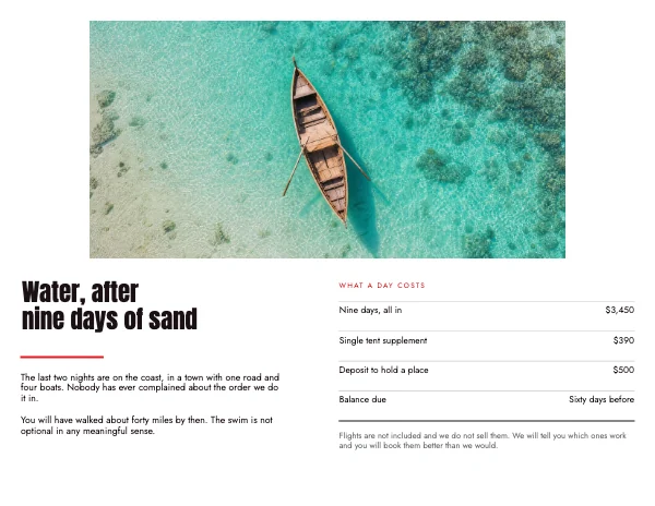 Red and Gold 11 × 8.5 Travel Destination Bi-Fold — Inside