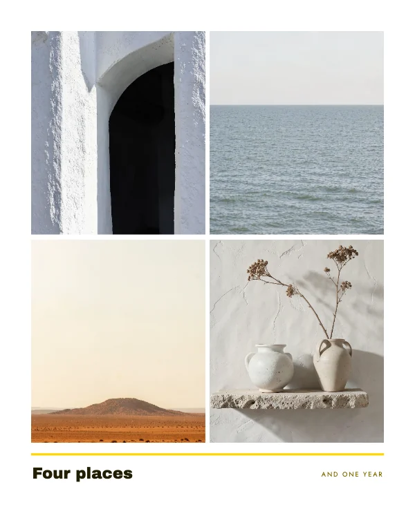 Yellow and Blue 8 × 10 Four Frame Photo Collage Print