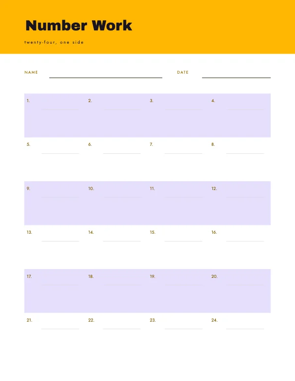 Sun and Lilac 8.5 × 11 in Math Grid Worksheet
