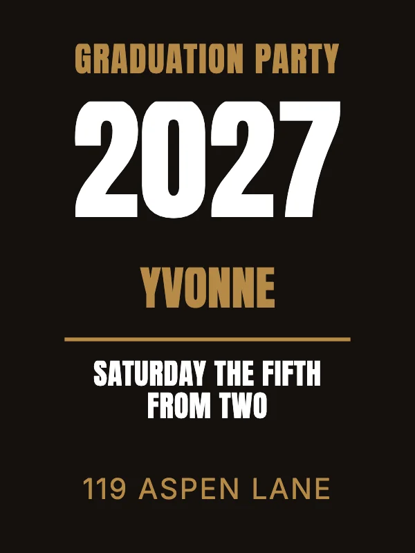 Black and Brass 18 × 24 in Graduation Party Sign